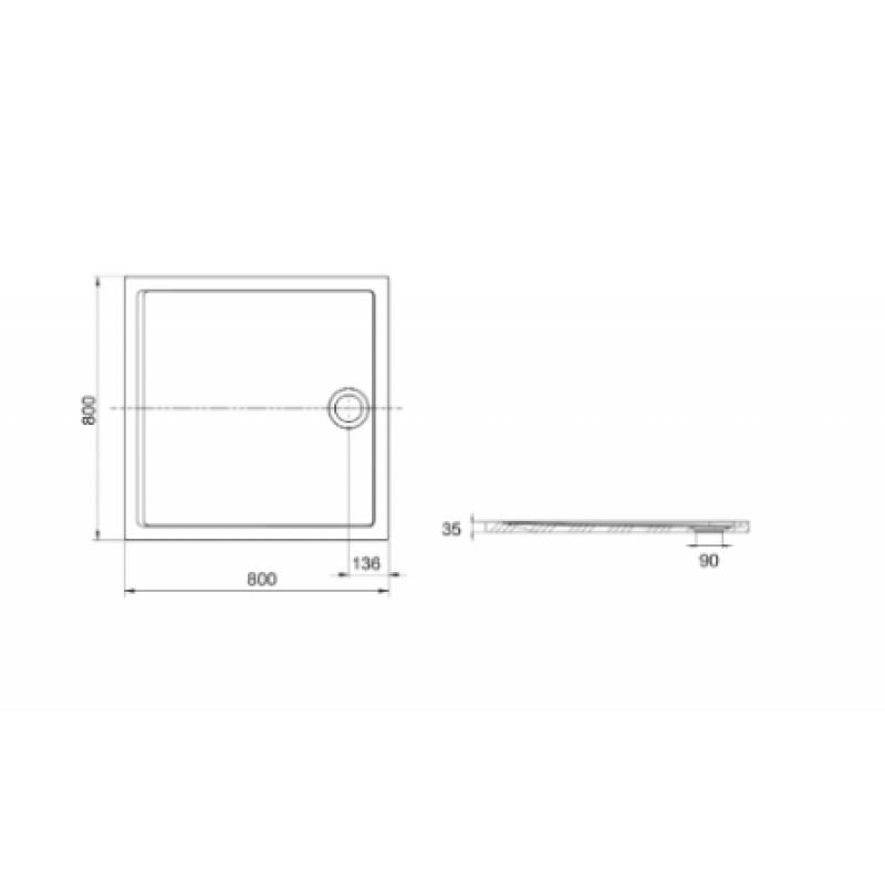 Душевой поддон ROCA Aeron STONEX 800х800х35 A276284300