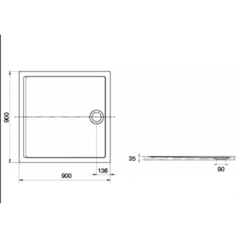 Душевой поддон ROCA Aeron STONEX 900х900х35 A276281200