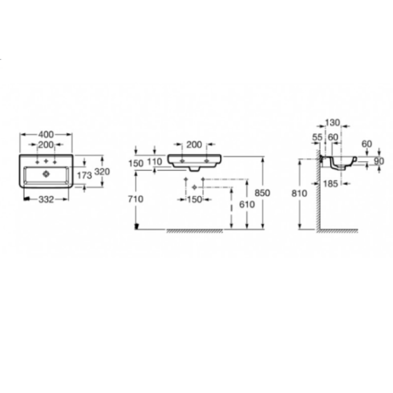 Раковина Roca Dama-N Compact 400x320 мм A32778A000