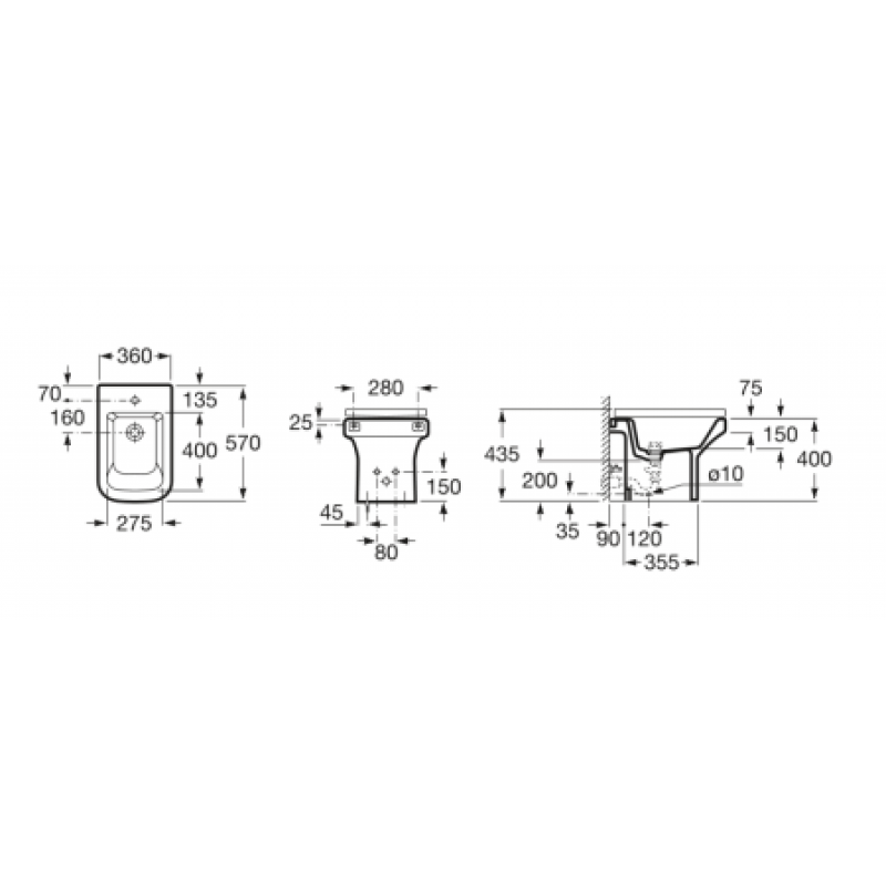 Биде напольное Roca Dama-N A357784000