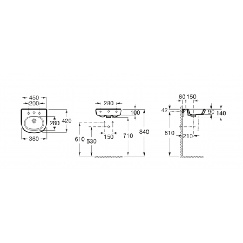 Раковина Roca Meridian 450x420 мм A327245000