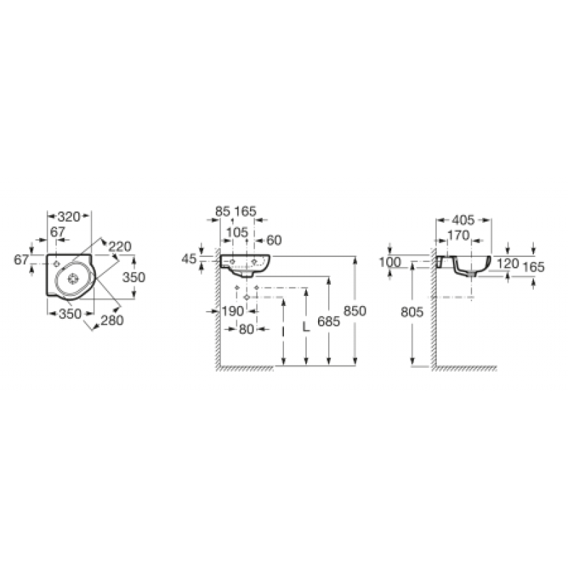 Раковина Roca Meridian 350x350 мм A32724C000