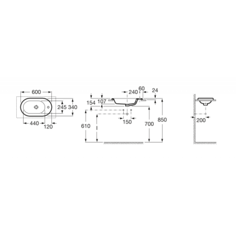 Раковина Roca Meridian 600x340 мм A32724E000
