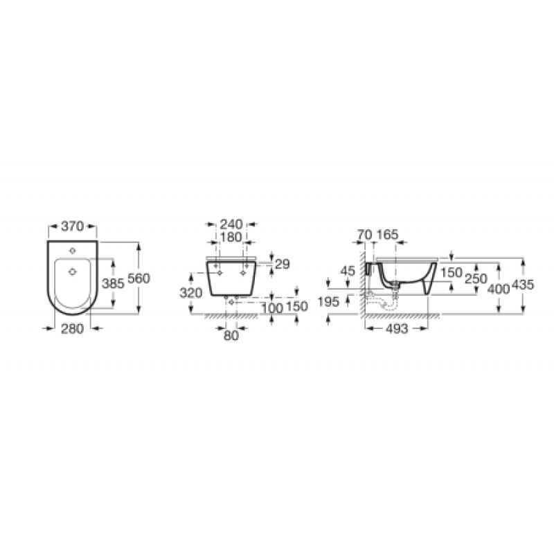 Биде подвесное Roca Inspira Round A357525000