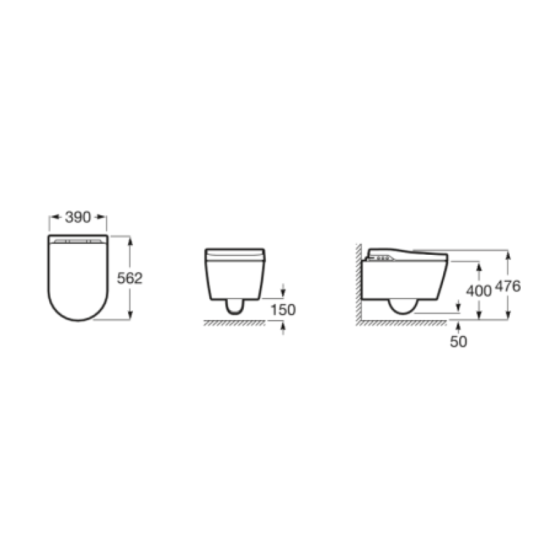 Унітаз підвісний з функцією біде Roca Inspira In-Wash Rimless A803060001