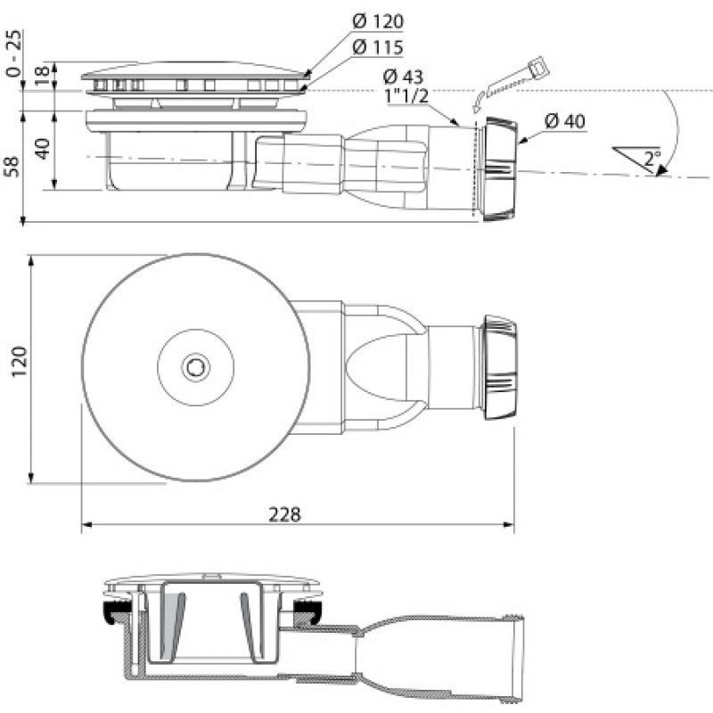 Сифон для душового поддона Radaway R400W