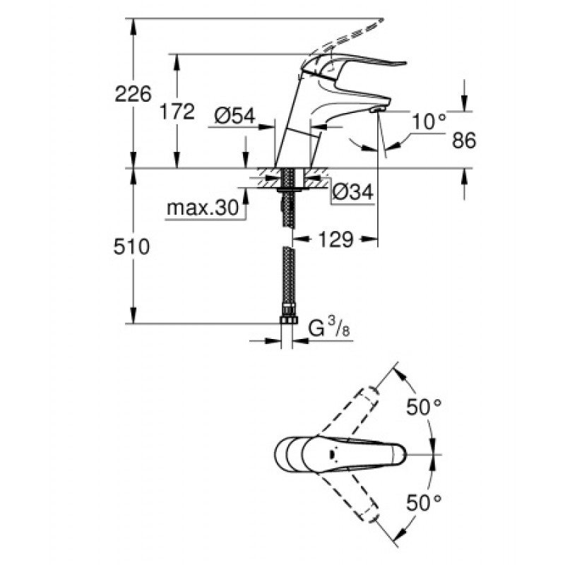 Смеситель для раковины для ЛОФВ Grohe Euroeco Special 32765000
