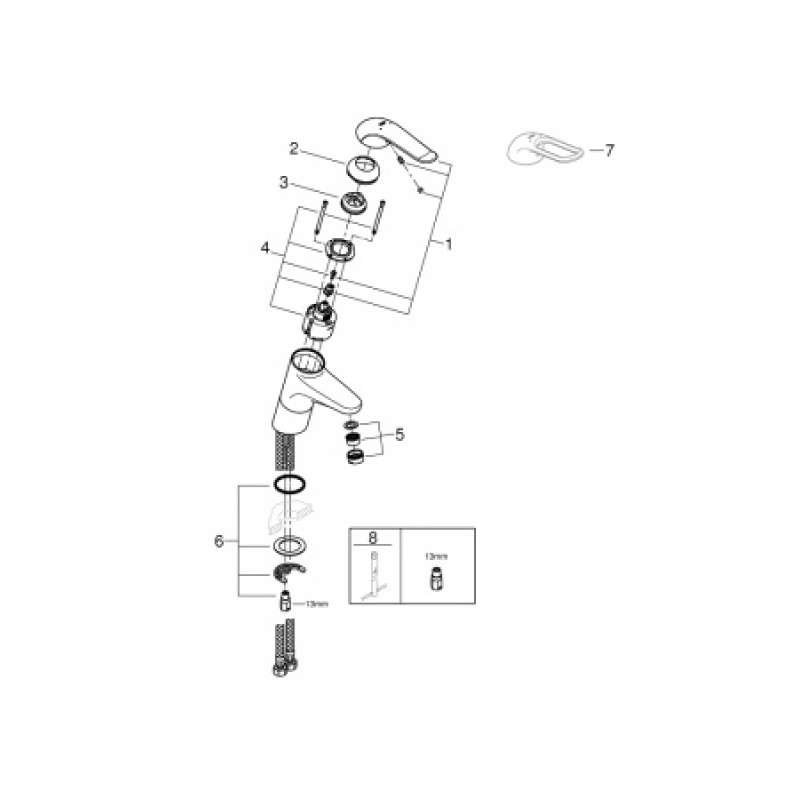 Смеситель для раковины для ЛОФВ Grohe Euroeco Special 32765000