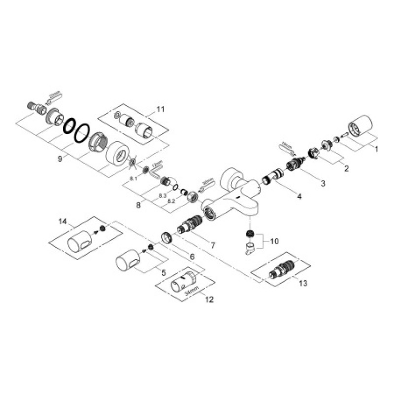 Термостатический смеситель для ванны Grohe Grohtherm 3000 Cosmopolitan 34276000