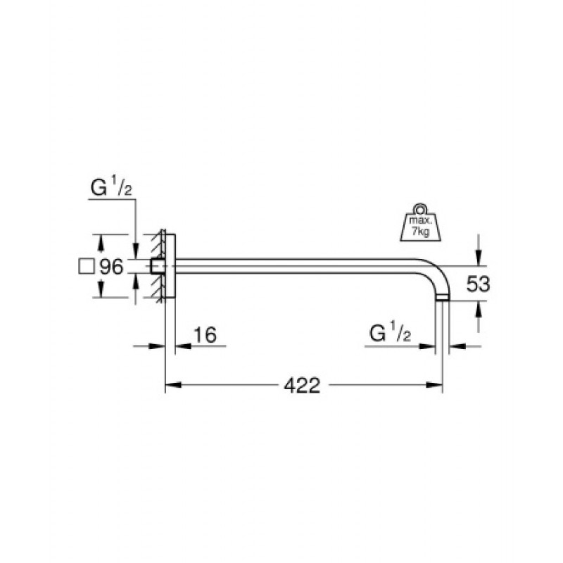 Настенный кронштейн Grohe Rainshower 422 мм 26145000