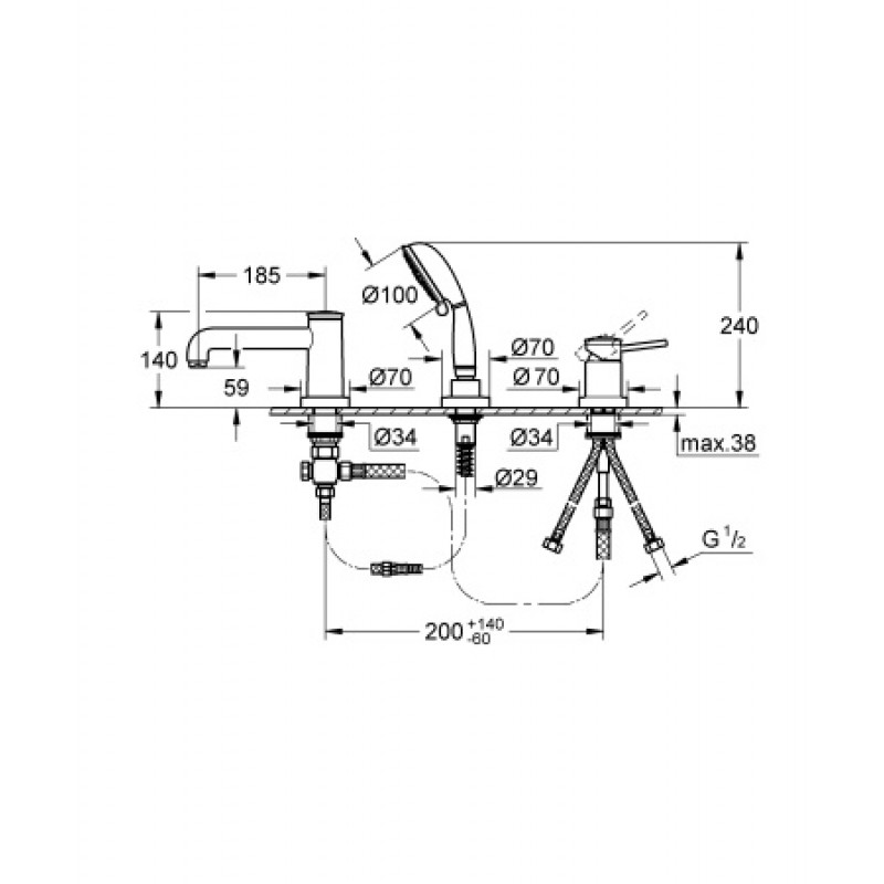 Смеситель для ванны Grohe BauClassic 2511800A