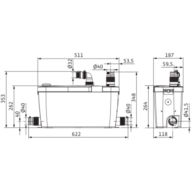 Канализацинная установка WILO HiDrainlift3-35 4191679