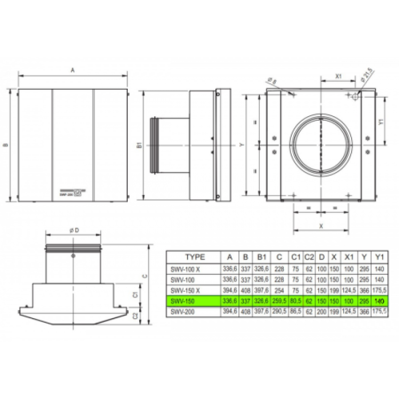 Вентилятор Soler&Palau SWF-100X (230V50HZ) 5210600600