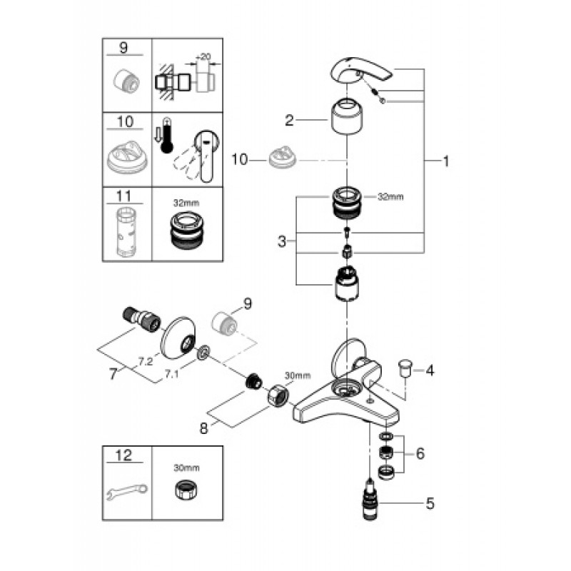 Смеситель для ванны Grohe Bau Curve 23599000
