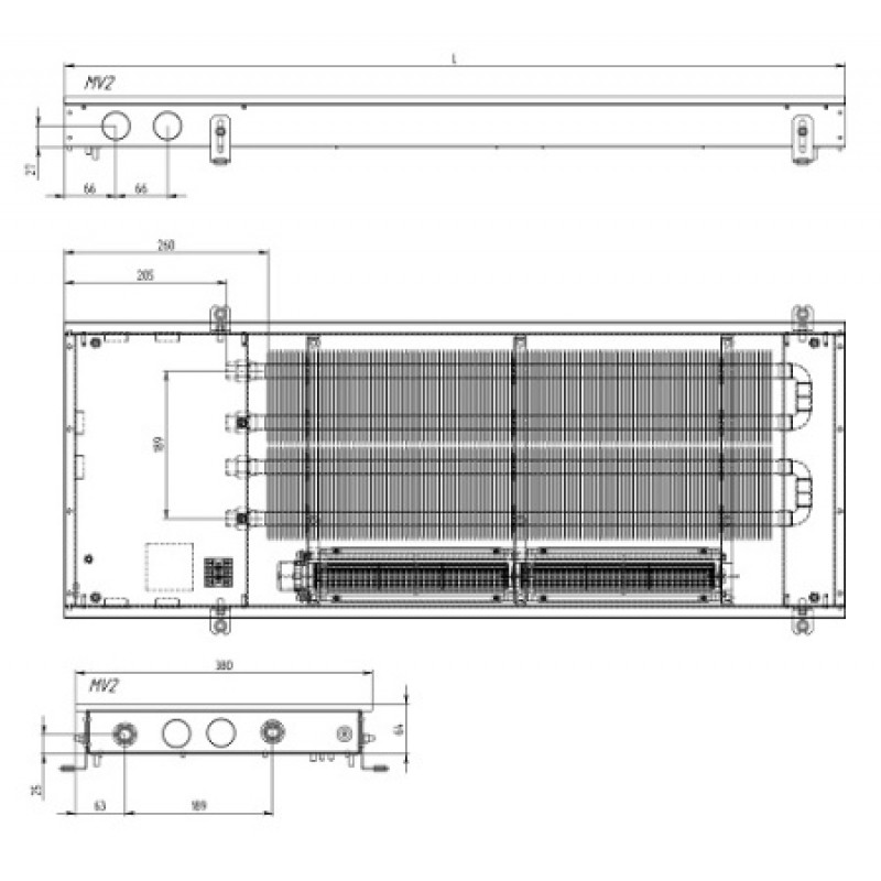 Внутрішньопідлоговий конвектор CARRERA MV2 (Inox) 380/1750/65