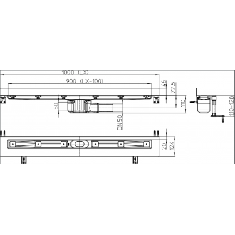 Душевий лоток угловой HL 50W.0/100