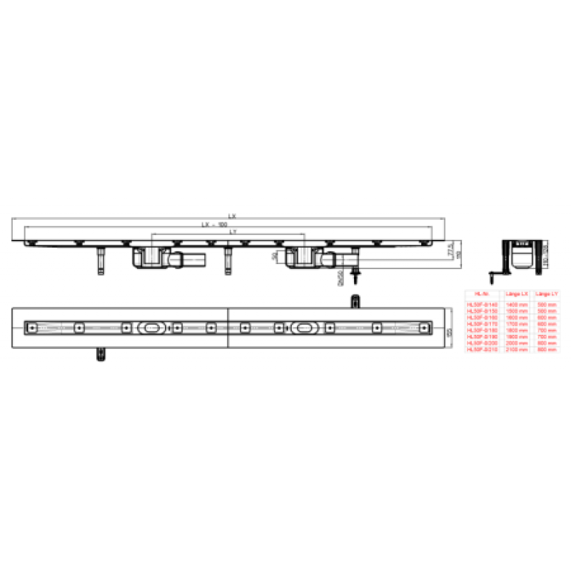Душевой канал HL без решетки HL50F.0/200