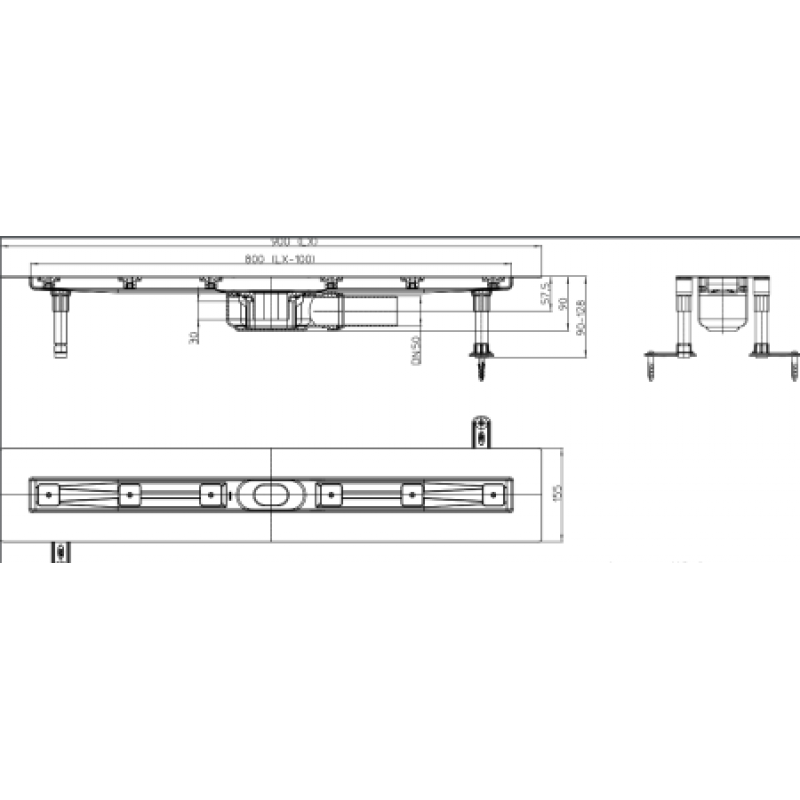 Душевой лоток HL без решетки HL50FF.0/90