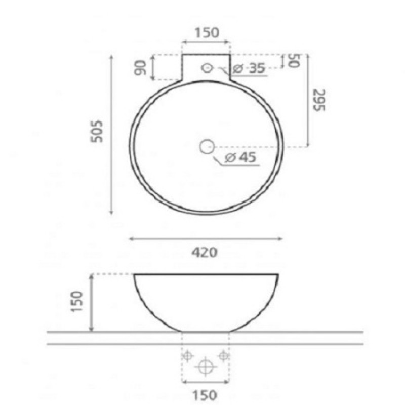Раковина Bathco BAYONA 420x505x150 мм 0028