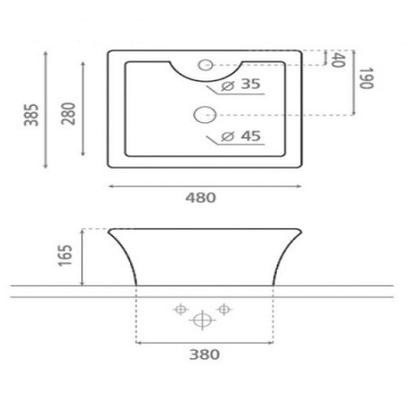 Раковина Bathco CORDOBA 480x385x165 мм 0016