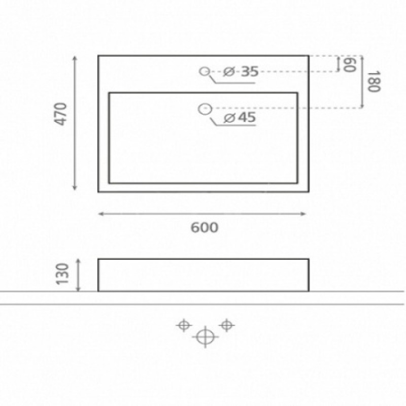 Раковина Bathco CANCUN 600x470x130 мм 0017E