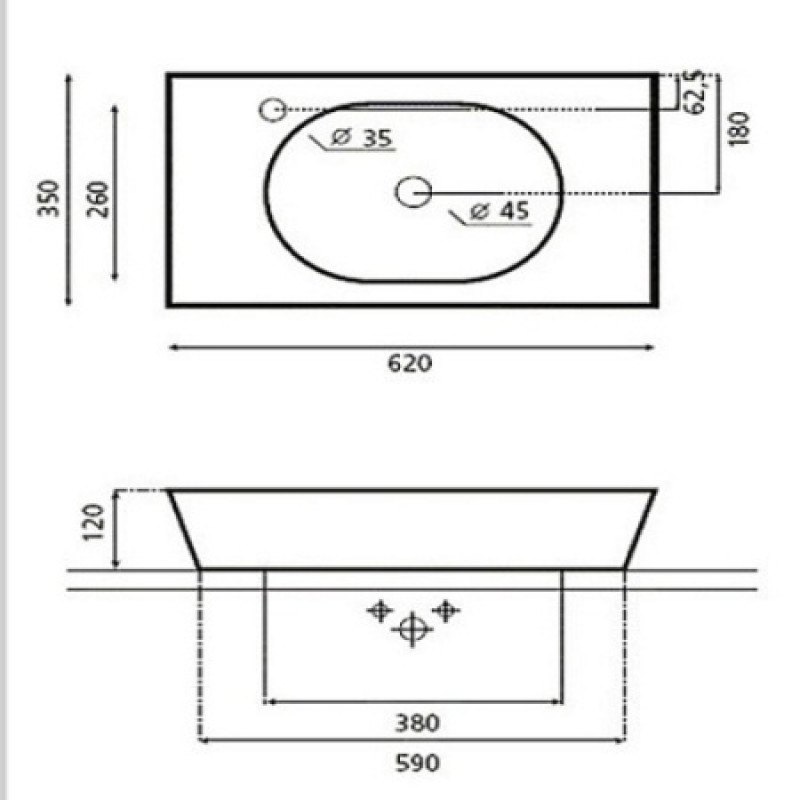 Раковина Bathco RIMINI 620x350x120 мм 0025