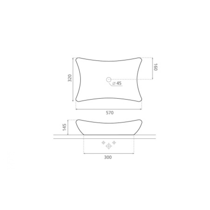 Раковина Bathco MAGDALENA B SIN GRIFIN 570x320x145 мм 0092B