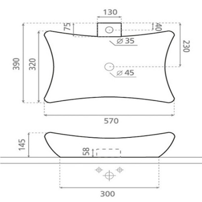 Раковина Bathco MAGDALENA Negro 570x390x145 мм 0092/NE