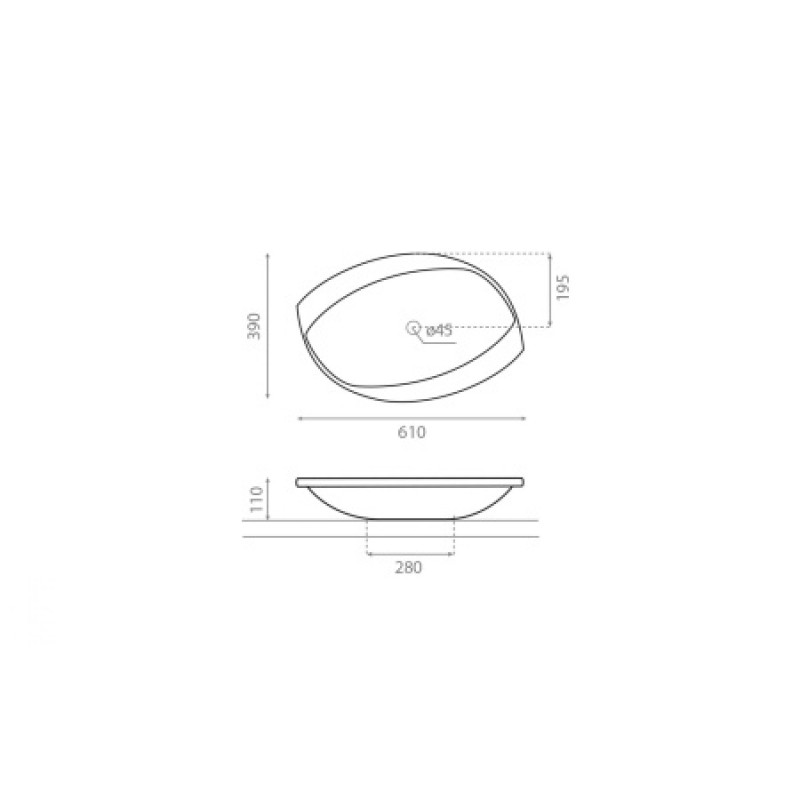 Раковина Bathco FLORA 610x390x110 мм 4021