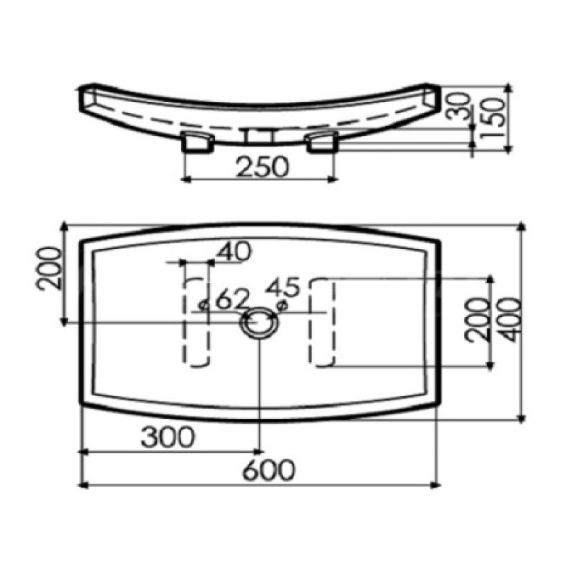 Раковина Bathco BORA BORA Negro 600х400x150 мм 00319