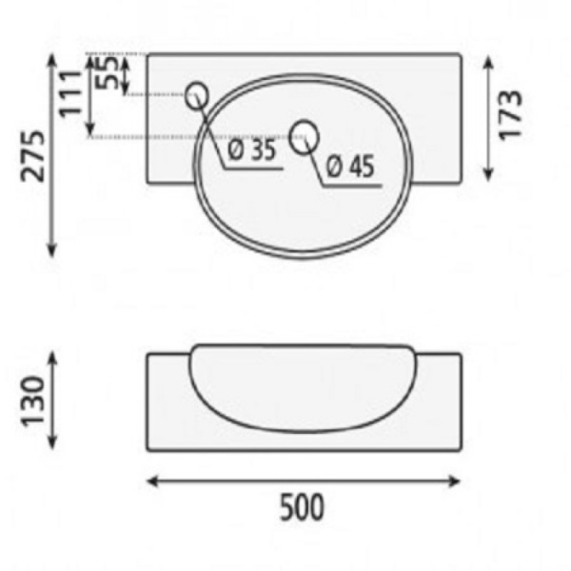 Раковина BhD AVILA 500x275x130 мм 7003