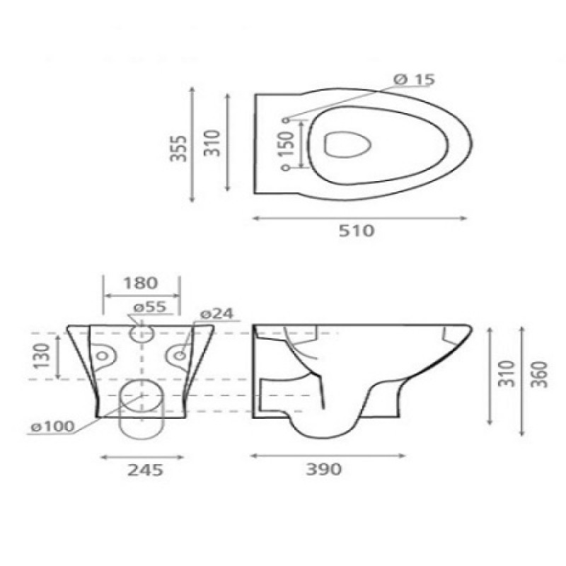Унитаз подвесной Bathco Ibiza + крышка 4503
