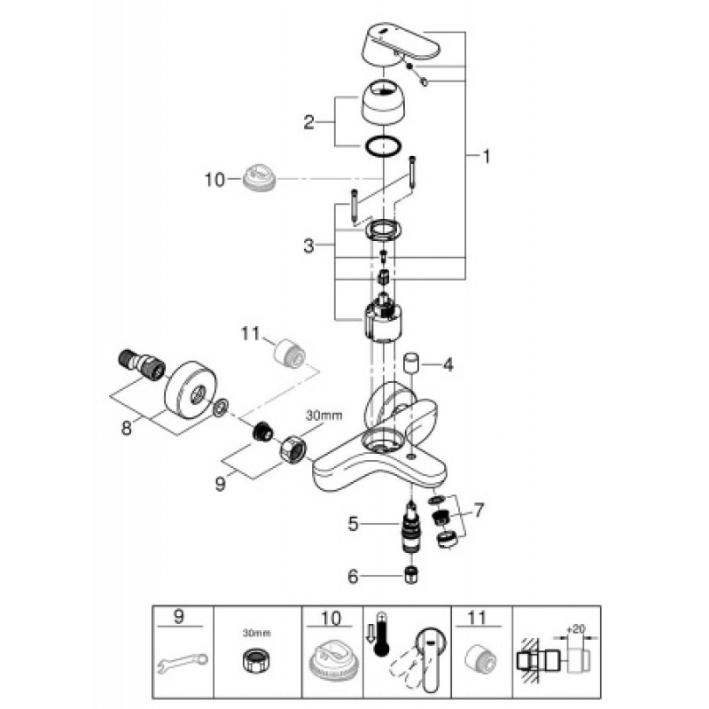 Смеситель для ванны Grohe Eurosmart Cosmopolitan 32831000