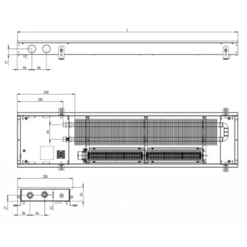 Внутрішньопідлоговий конвектор CARRERA MV (Black) 250/2750/65