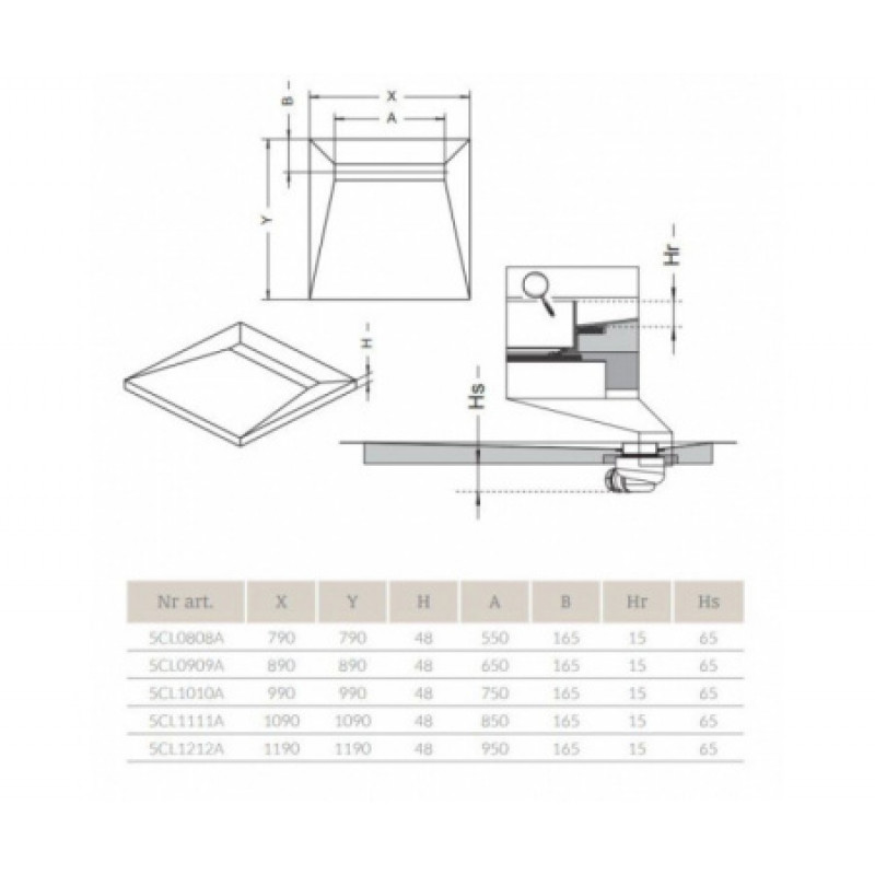 Душевая плита RADAWAY 890x890 5CL0909A