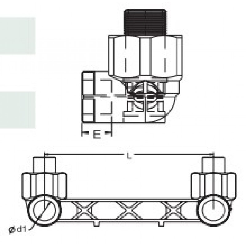 Подвійне коліно, планка для змішувача PPR НР, 20x1/2"