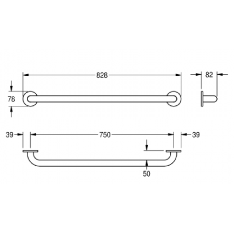 Поручень настенный для ЛОФВ Franke 750 мм CNTX750W