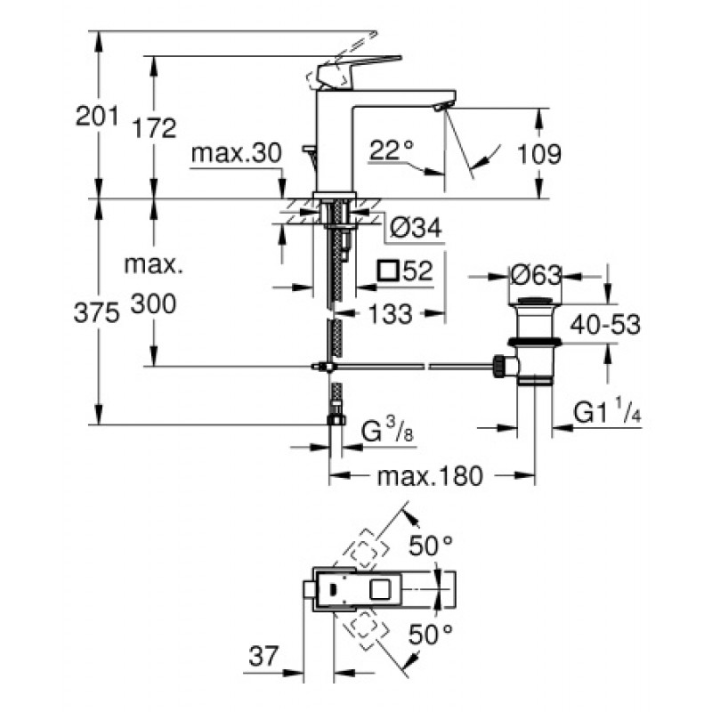 Змішувач для раковини Grohe Eurocube 23445000