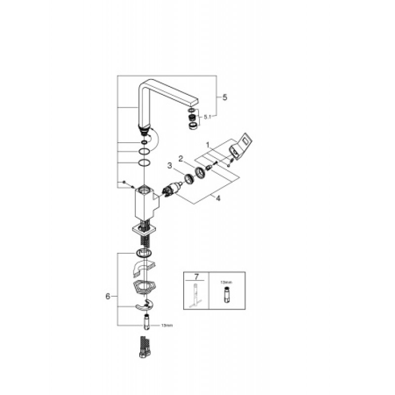 Смеситель для кухни Grohe Eurocube 31255000
