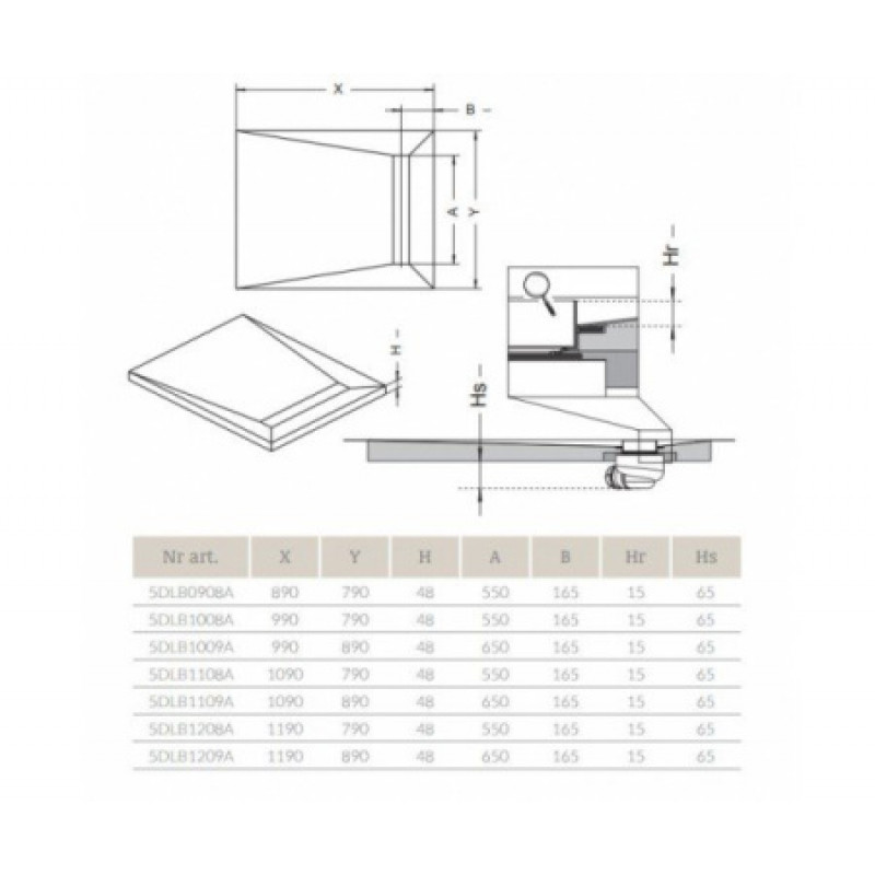 Душевая плита RADAWAY 1190x890 5DLB1209A