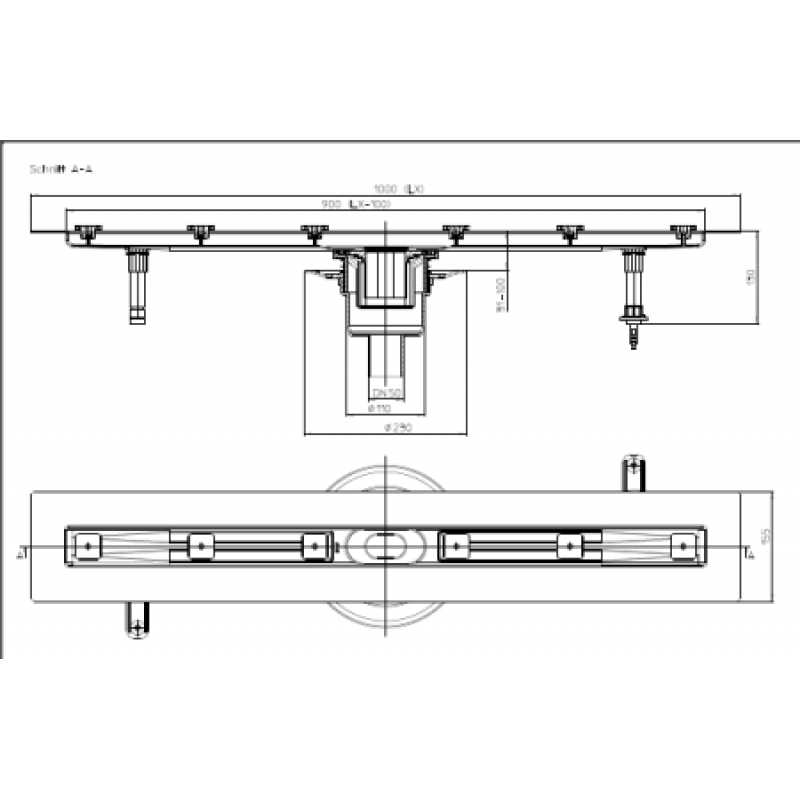Душовий лоток HL вертикальний без ґрат HL50FV.0/100