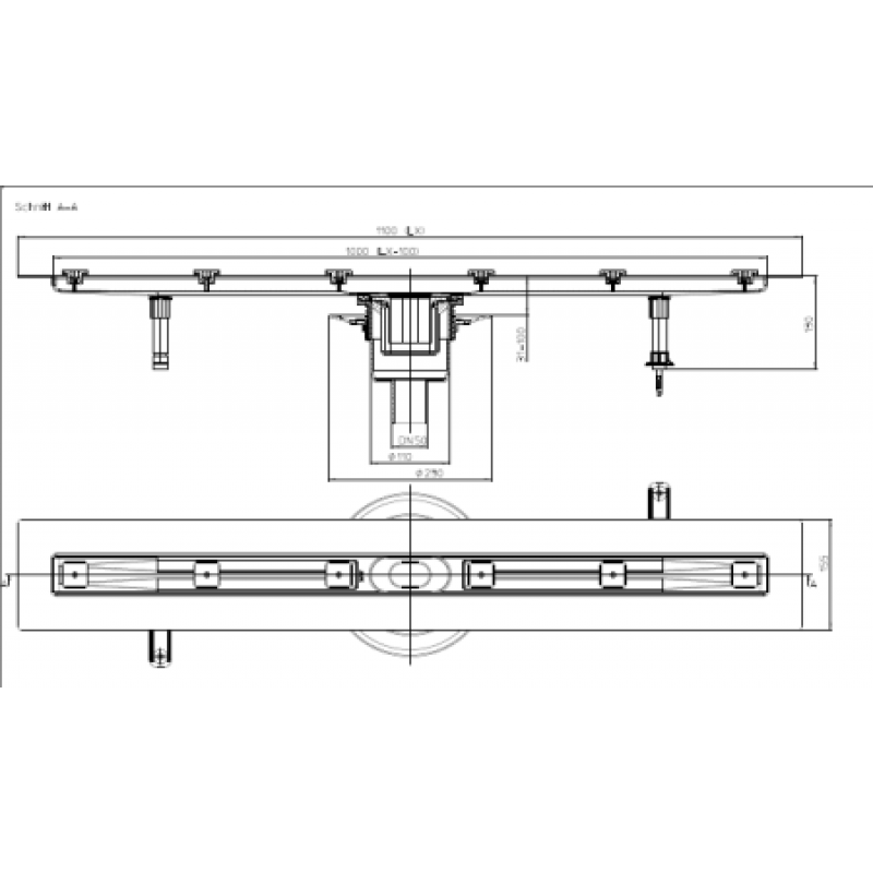 Душовий лоток HL вертикальний без ґрат HL50FV.0/110