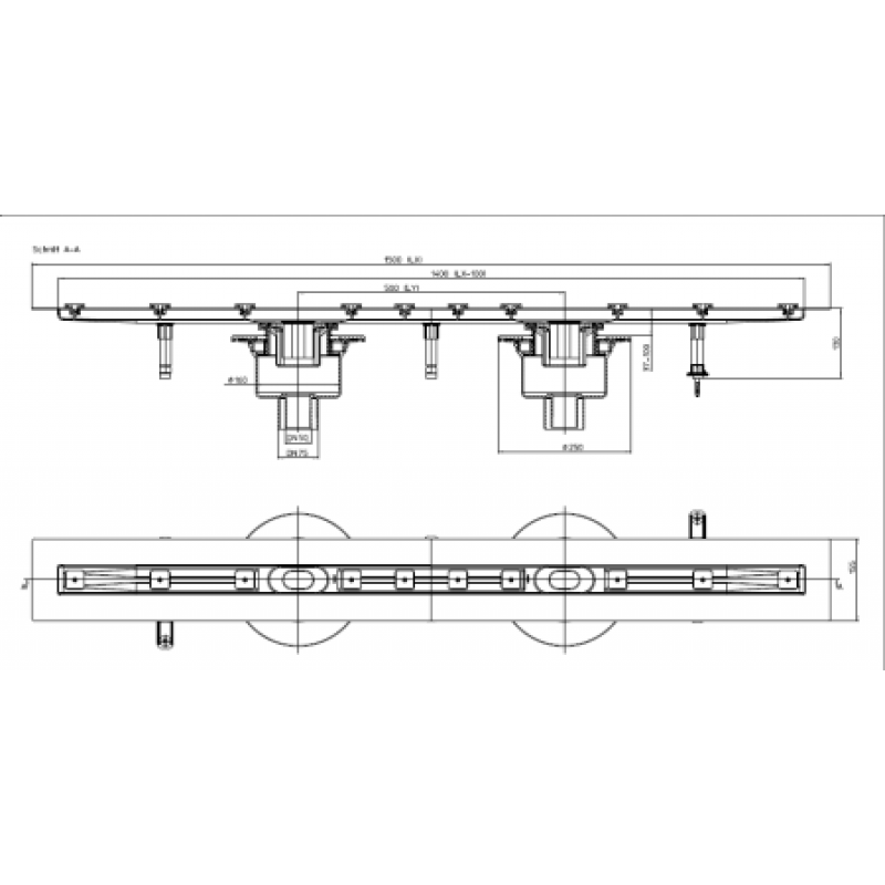 Душовий лоток HL вертикальний без ґрат HL50FV.0/150