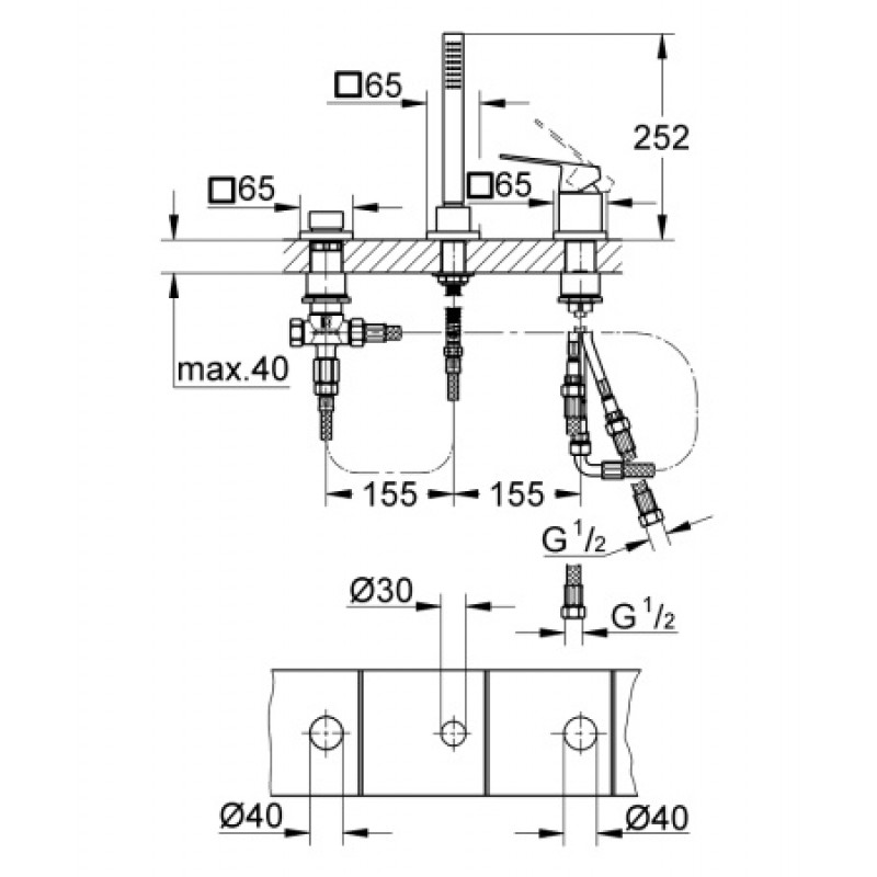 Змішувач для ванни Grohe Eurocube 19966000