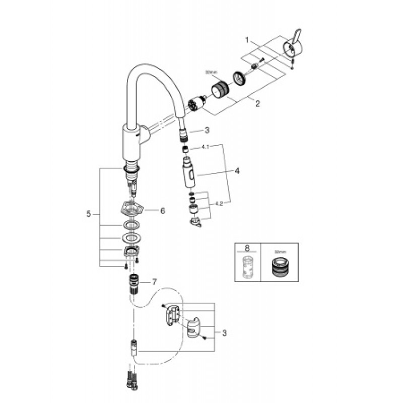 Смеситель для кухни Grohe Eurosmart Cosmopolitan 31481001