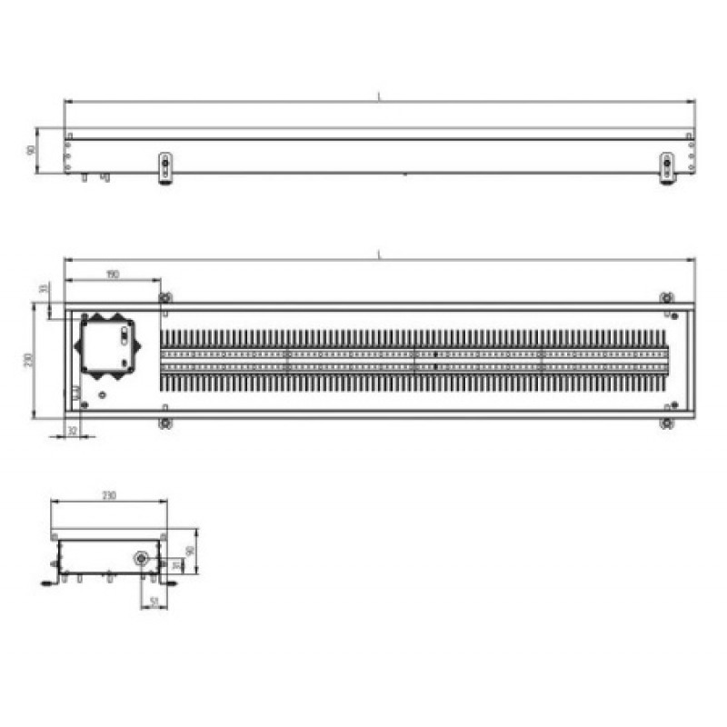 Внутрипольный конвектор CARRERA SE (Inox) 230/2250/90 Electro 220