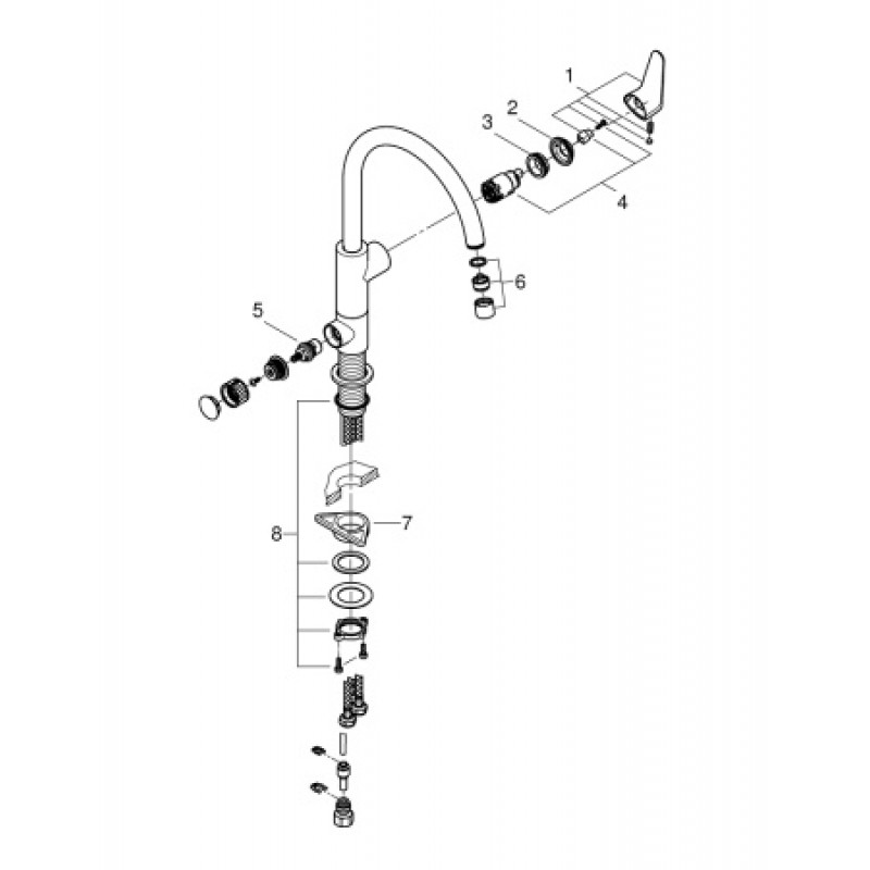 Смеситель для кухни с функцией подачи фильтрованой воды Grohe Blue Pure BauCurve 31723000