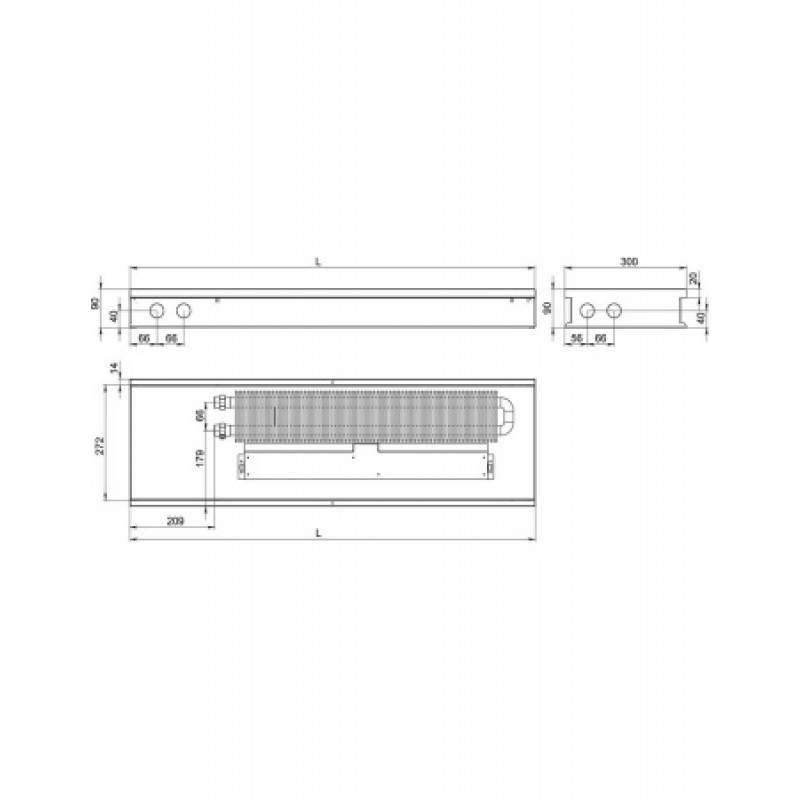 Внутрішньопідлоговий конвектор CARRERA SV (Inox) 250/1000/90