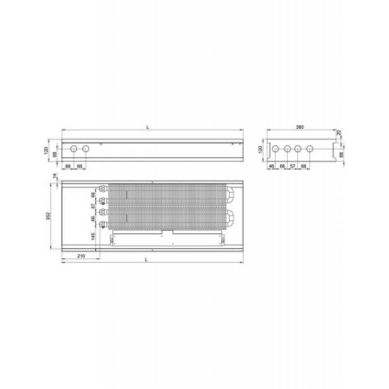 Внутрипольный конвектор CARRERA SV2 (Inox) 380/1500/ 90
