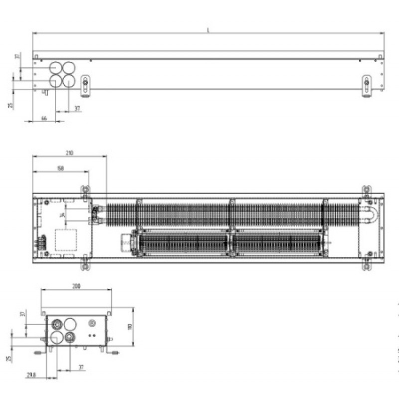 Внутрипольный конвектор CARRERA 4SV (Inox) 200/2500/110